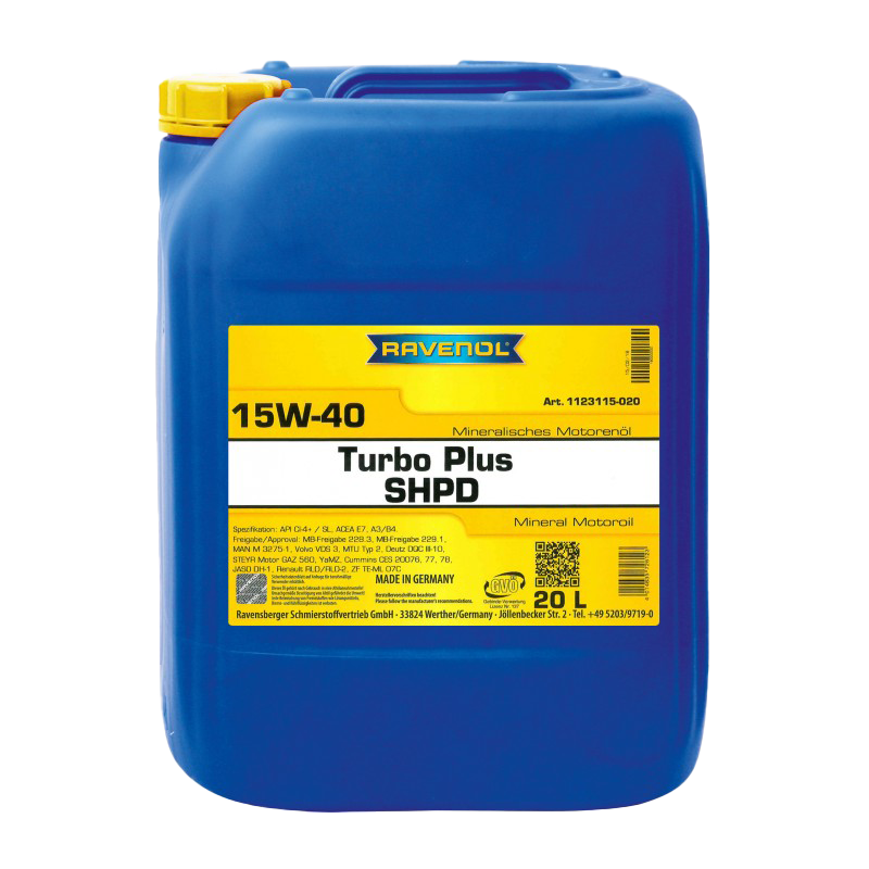 Моторное масло Ravenol Turbo plus SHPD SAE 15W-40, 20л (RAVENOL: 1123115-B20-01-888)